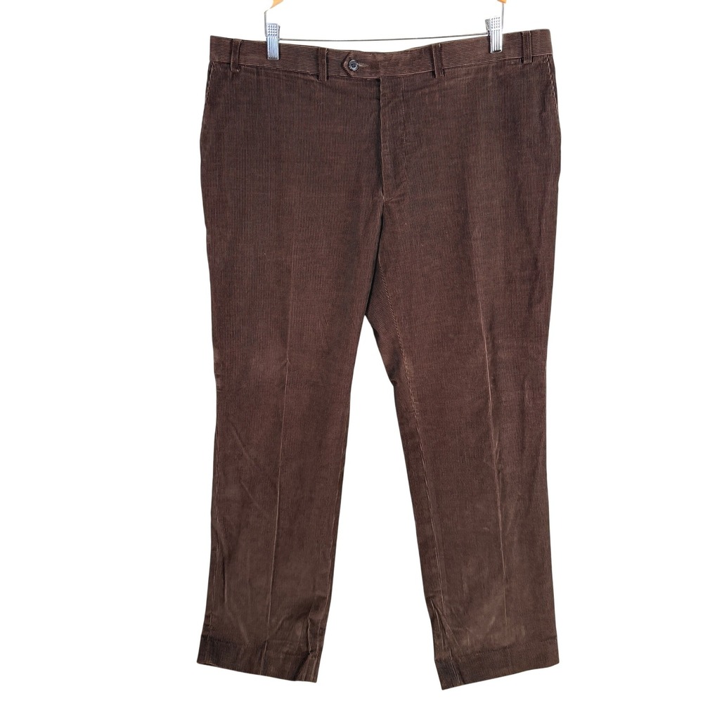 Ralph Lauren Corduroy Pants Mens 38x30 Dark Brown Straight Flat Front Trousers